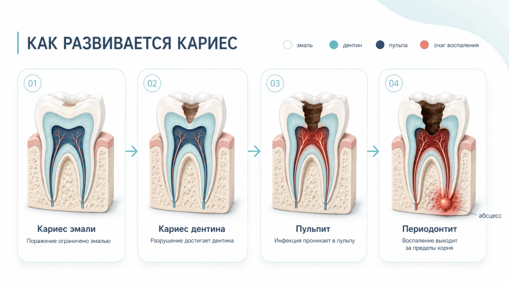 4 Стадии кариеса